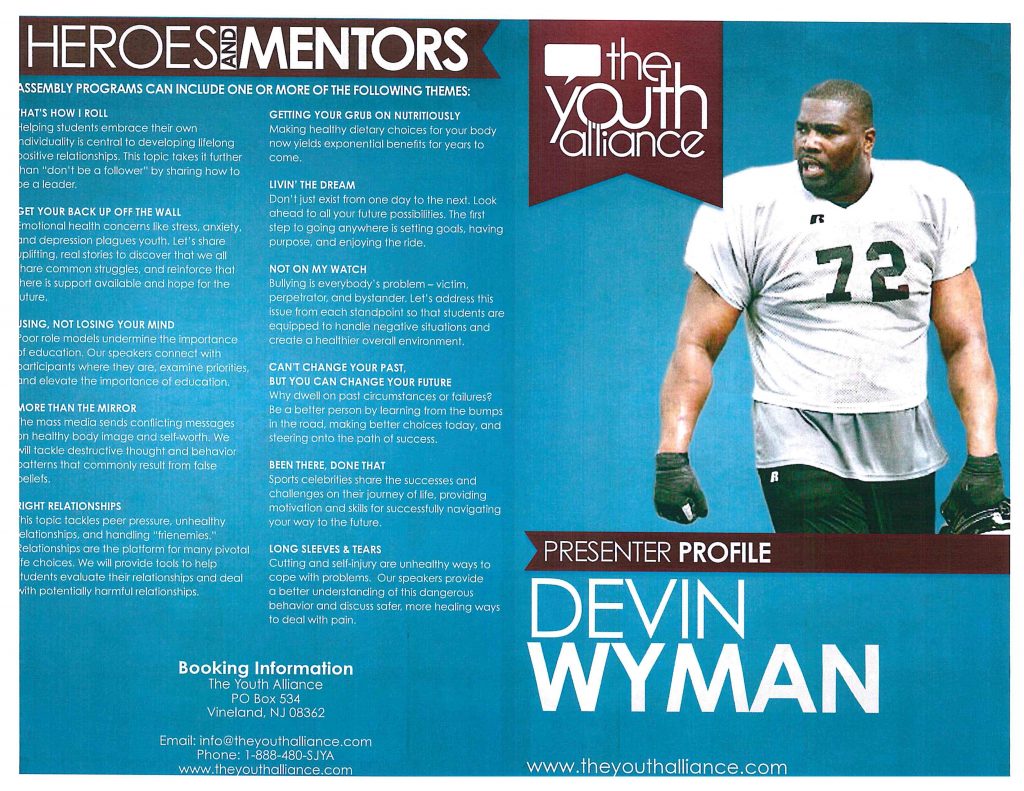 SJ Youth Alliance Presents: DEVIN WYMAN – Motivational Speaker – Mullica  Township School District